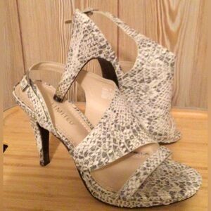 Limited snake print sling back heels